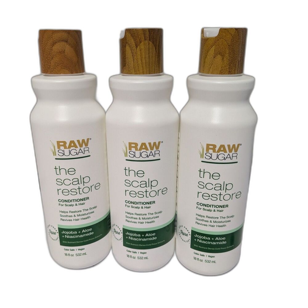 Raw Sugar The Scalp Restore Conditioner - Jojoba + Aloe + Niacinamide - 3 Pack